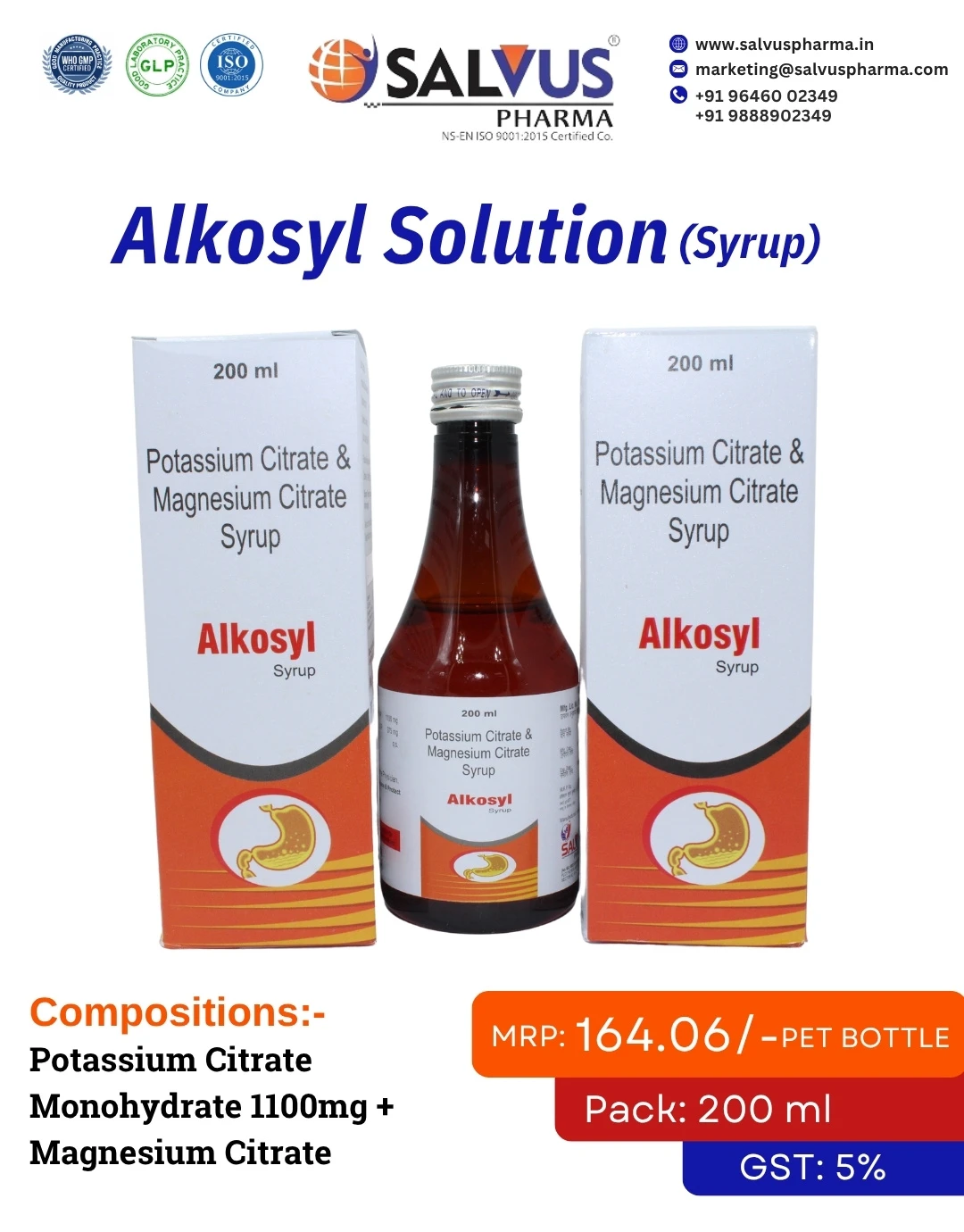 otassium Citrate Monohydrate 1100mg + Magnesium Citrate 375mg