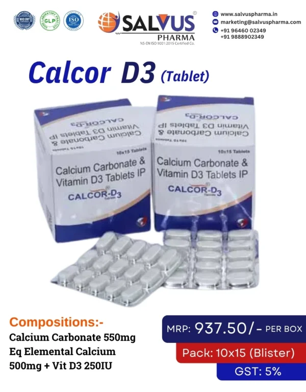 Calcium Carbonate 1250mg Eq Elemental Calcium 500mg + Vit D3 250IU