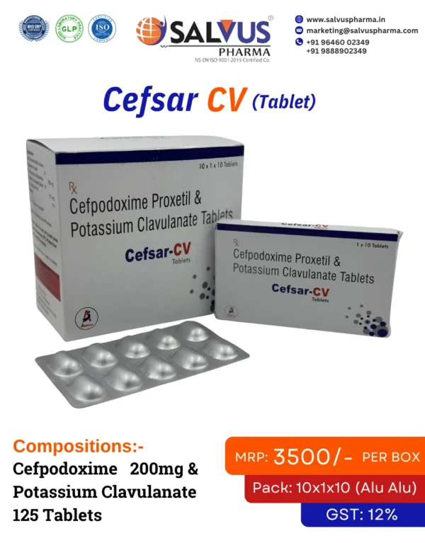 Cefpodoxime 200mg and Potassium Clavulanate 125mg Tablets