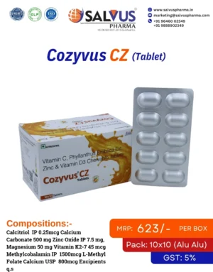 Calcitriol 0.25mcg, Calcium Carbonate 500mg, Zinc Oxide 7.5mg, Magnesium 50mg, Vitamin K2-7, Methylcobalamin 1500mcg, L-Methyl Folate Calcium 800mcg Tablets