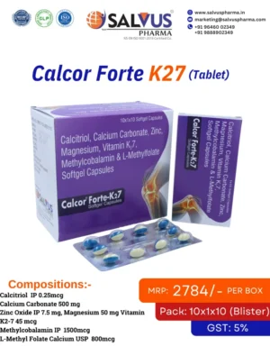Calcitriol 0.25 mcg, Calcium Carbonate 500 mg, Zinc Oxide 7.5 mg, Magnesium 50 mg, Vitamin K2-7 45 mcg, Methylcobalamin 1500 mcg, and L-Methyl Folate Calcium 800 mcg Tablets